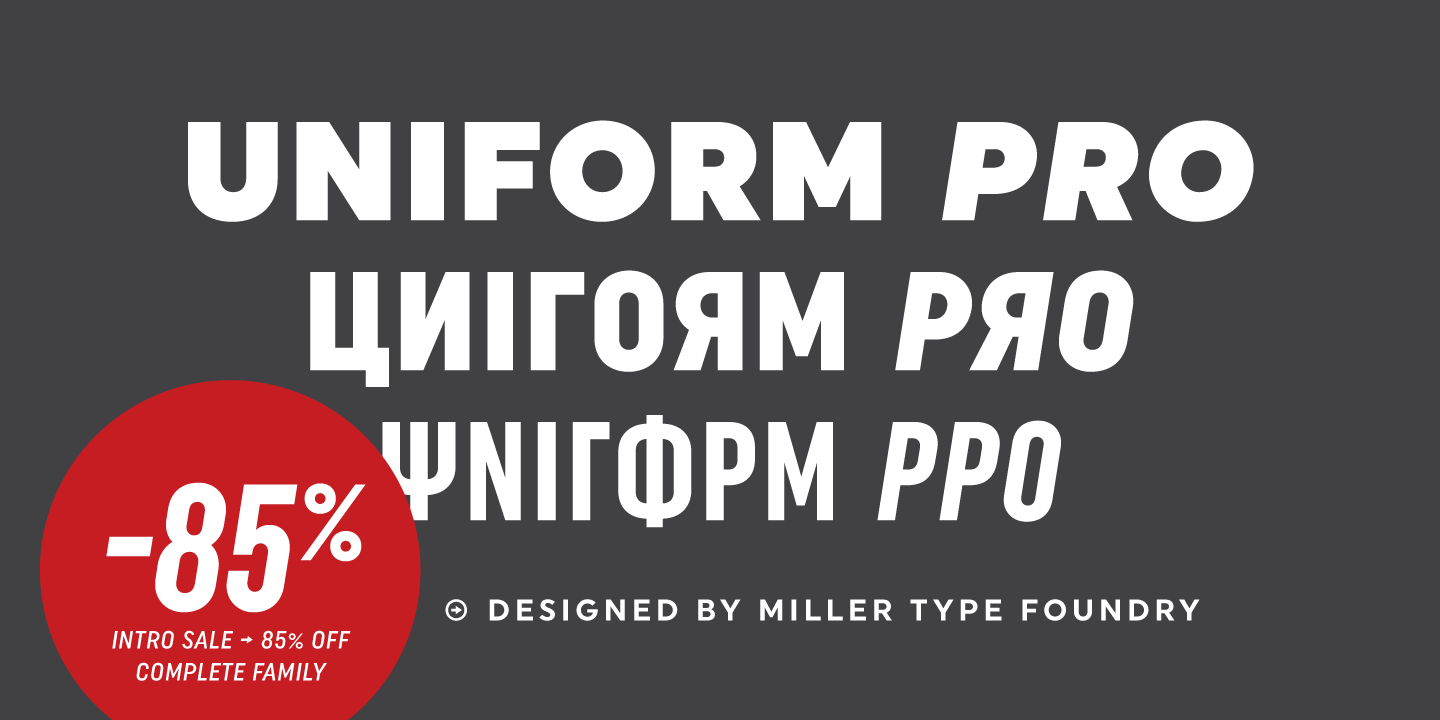 Uniform Pro Extra Condensed Thin Italic Font preview